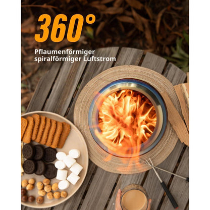 Rauchfreie Tischfeuerstelle für Camping & Garten – Schwarz