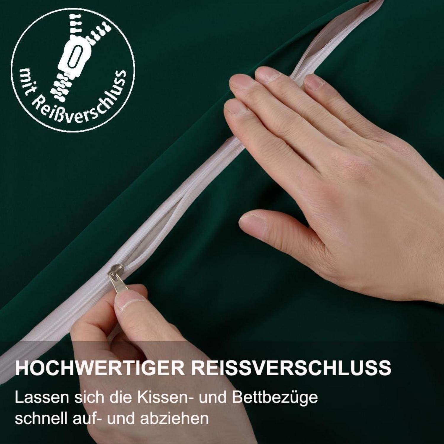 Beqnat Bettwäsche 200x200 Grün Weich Mikrofaser 2er Set