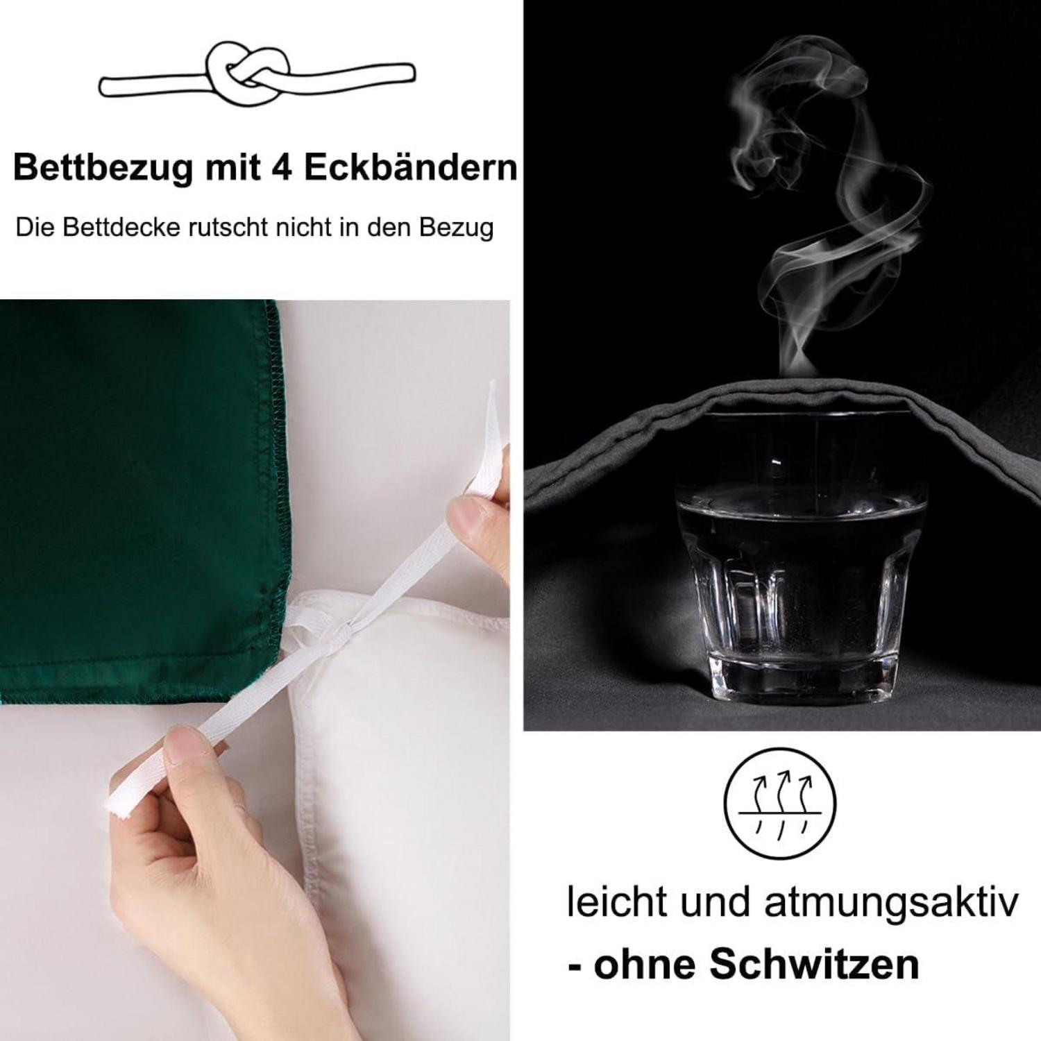 Beqnat 3 teilig Bettwäsche 200x200 Set Grün Mikrofaser