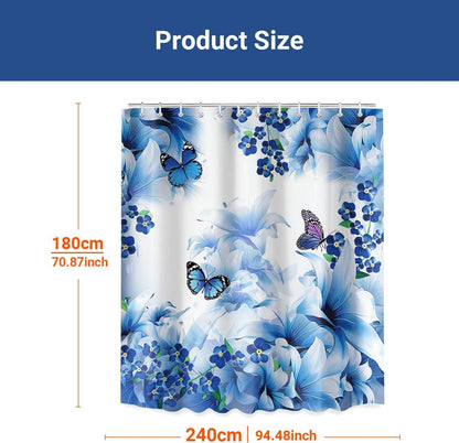 Duschvorhang Blauer Schmetterling 240x180cm mit beschwertem Saum und