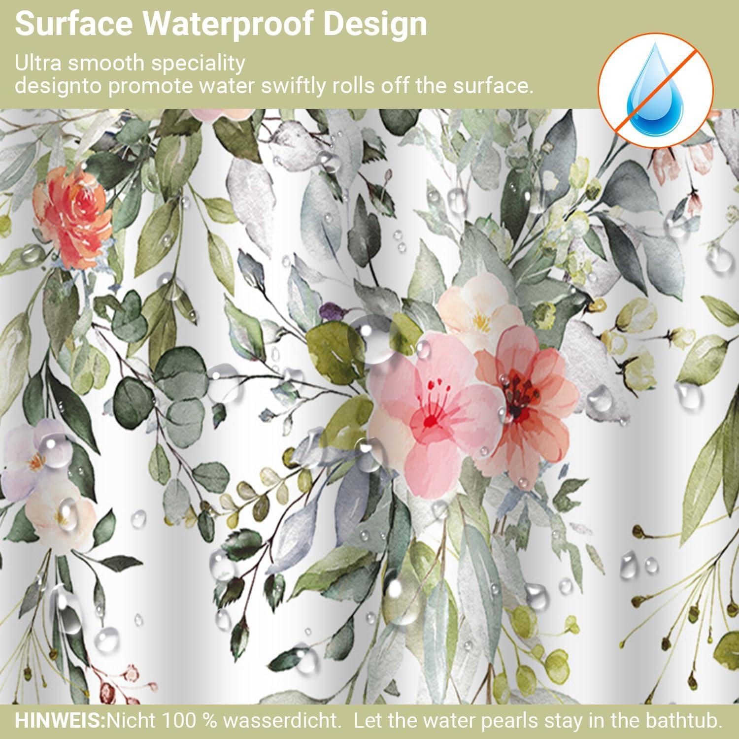 Duschvorhang Rote Blume 240x200cm beschwert textilisiert