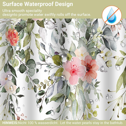 Duschvorhang Rote Blume 240x200cm beschwert textilisiert