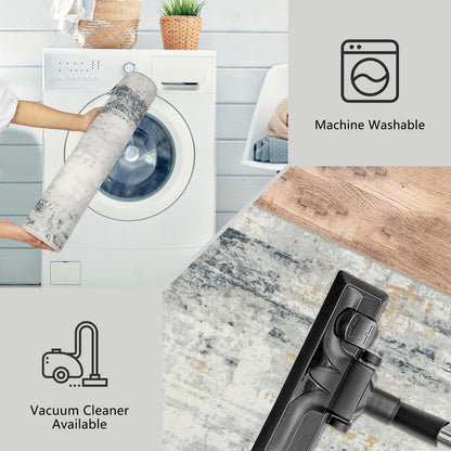 Teppich Wohnzimmer Modern 80x150cm Kurzflor Waschbar Rutschfest Beige