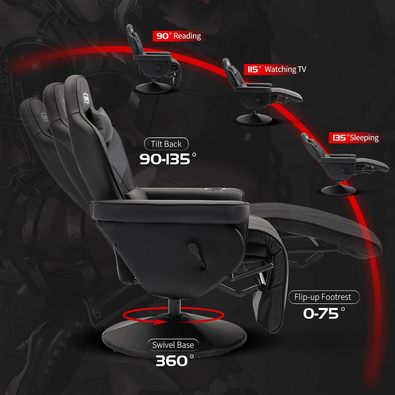 Gaming Stuhl mit Fußstütze hoher Rückenlehne Schwarz X Large