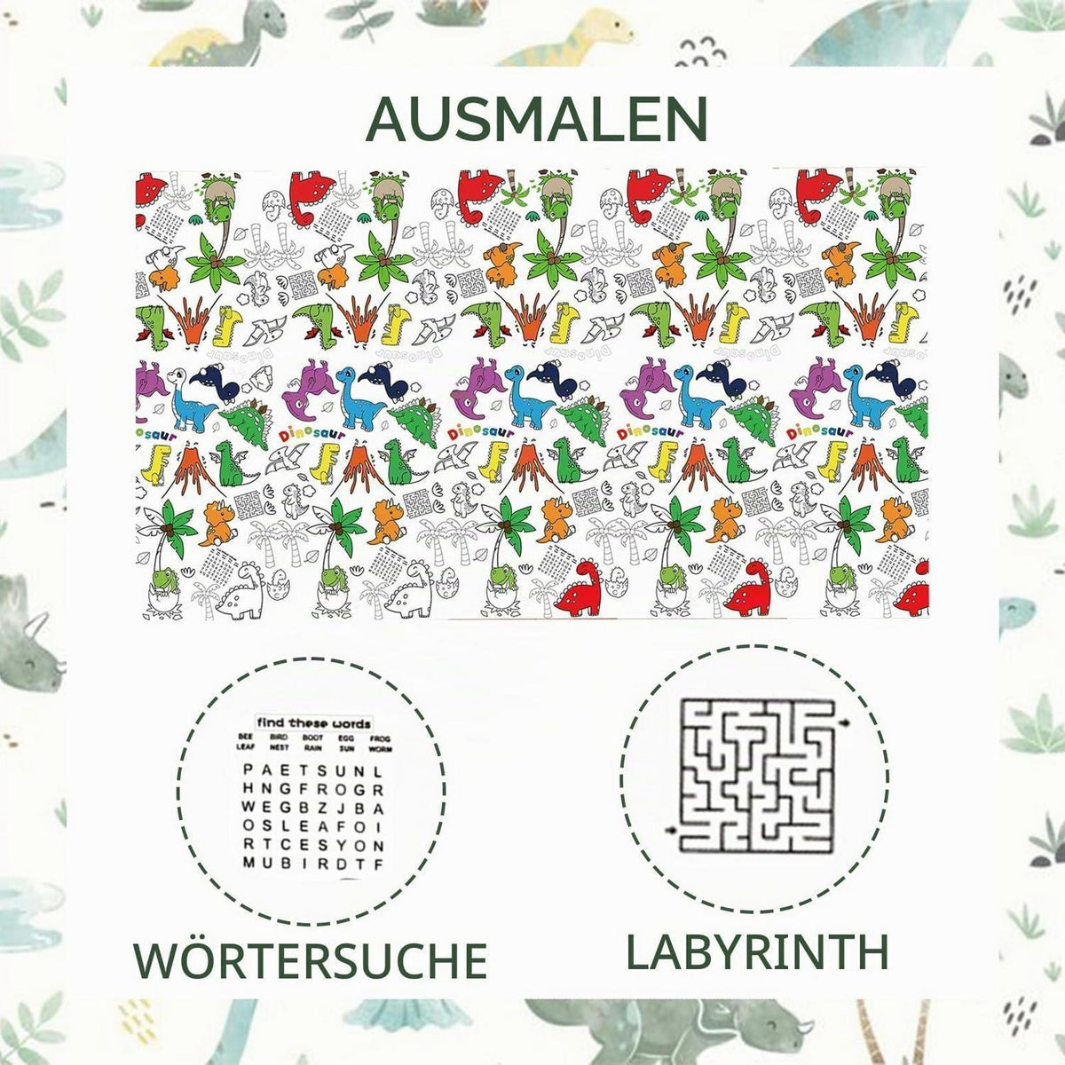 Ausmaltischdecke Dschungel – Riesige Papiertischdecke für Kinder