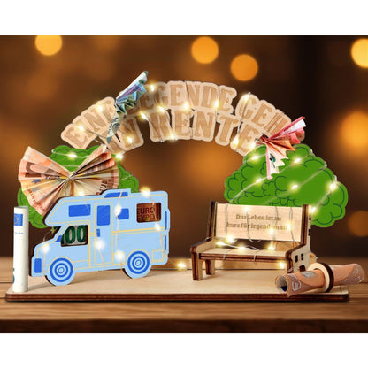 Giftota Lustiges Rentner Geschenk Holz mit LED Lichterkette