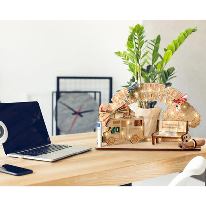 Giftota Lustiges Rentner Geschenk Holz mit LED Lichterkette