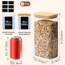 ComSaf 1600ml Rechteckige Vorratsgläser mit Deckel 3er Set