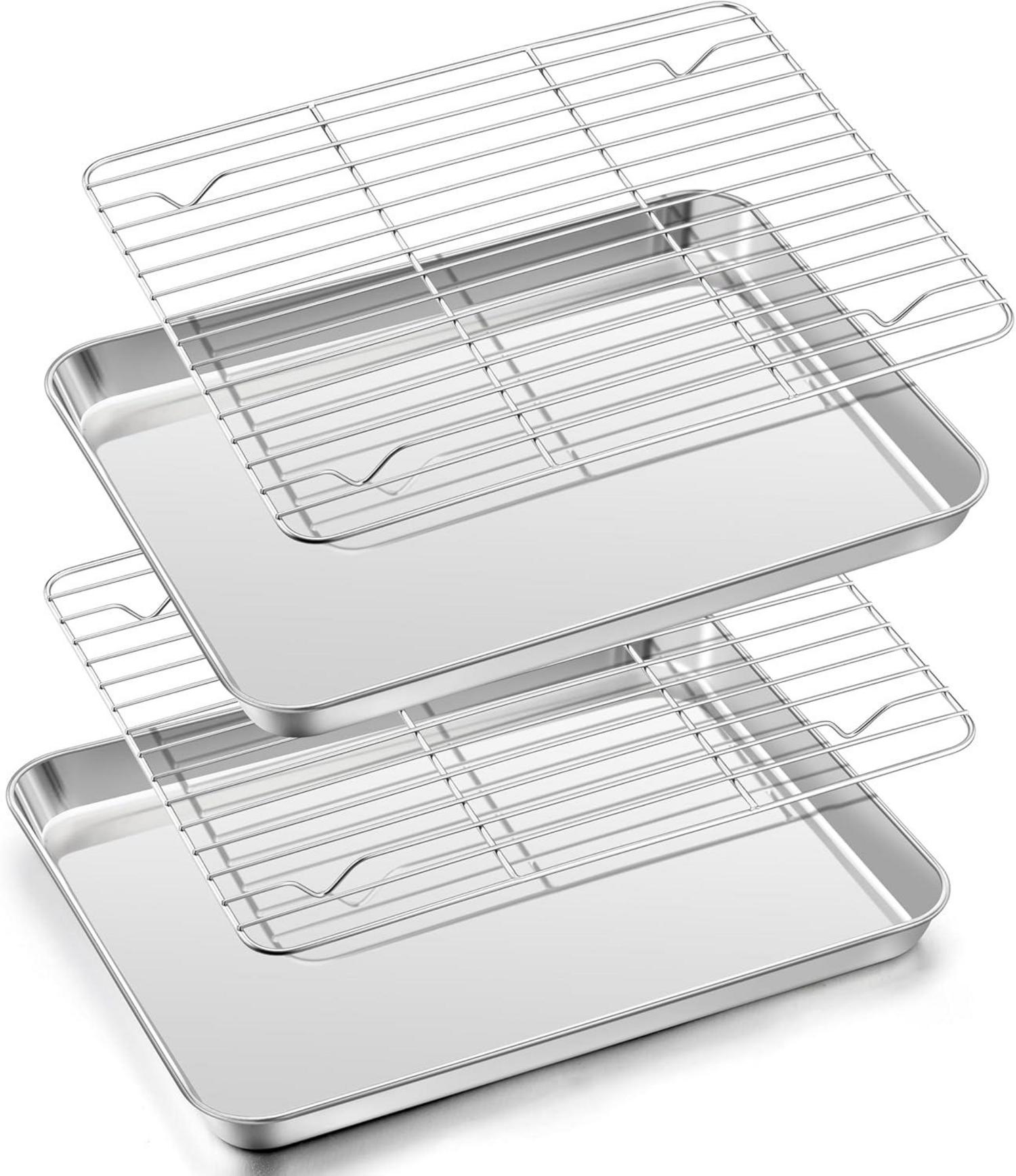 Backblech Abkühlgitter Set Edelstahl Kuchengitter Ofenblech Rack