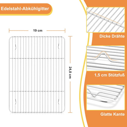 Backblech Abkühlgitter Set Edelstahl Kuchengitter Ofenblech Rack