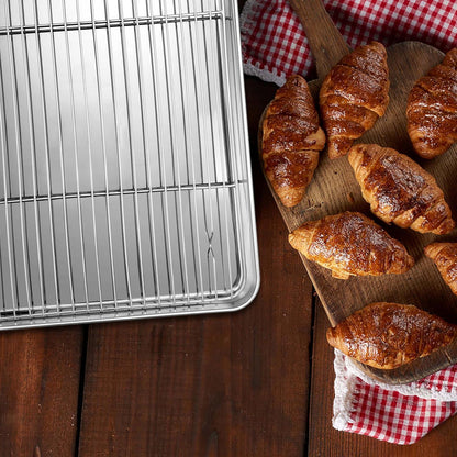 Backblech Abkühlgitter Set Kuchenblech Edelstahl Rack 26,5x20,5 cm