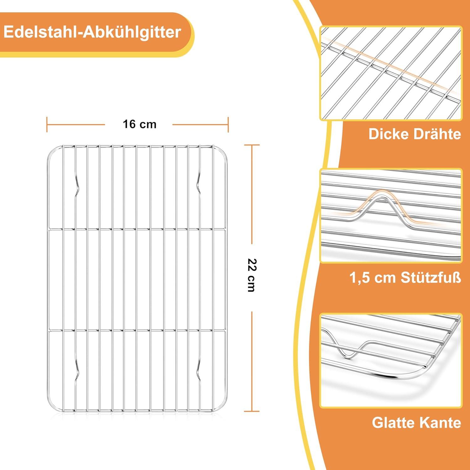 Backblech mit Abkühlgitter Set Edelstahl Kuchenblech Kuchengitter