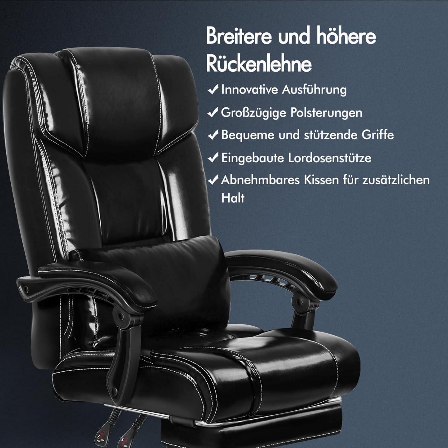 Ergonomischer Bürostuhl mit Liegefunktion und Netzgewebe in Schwarz