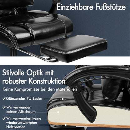 ALFORDSON Bürostuhl Hochlehner 150° Liegeposition Schwarz Boss