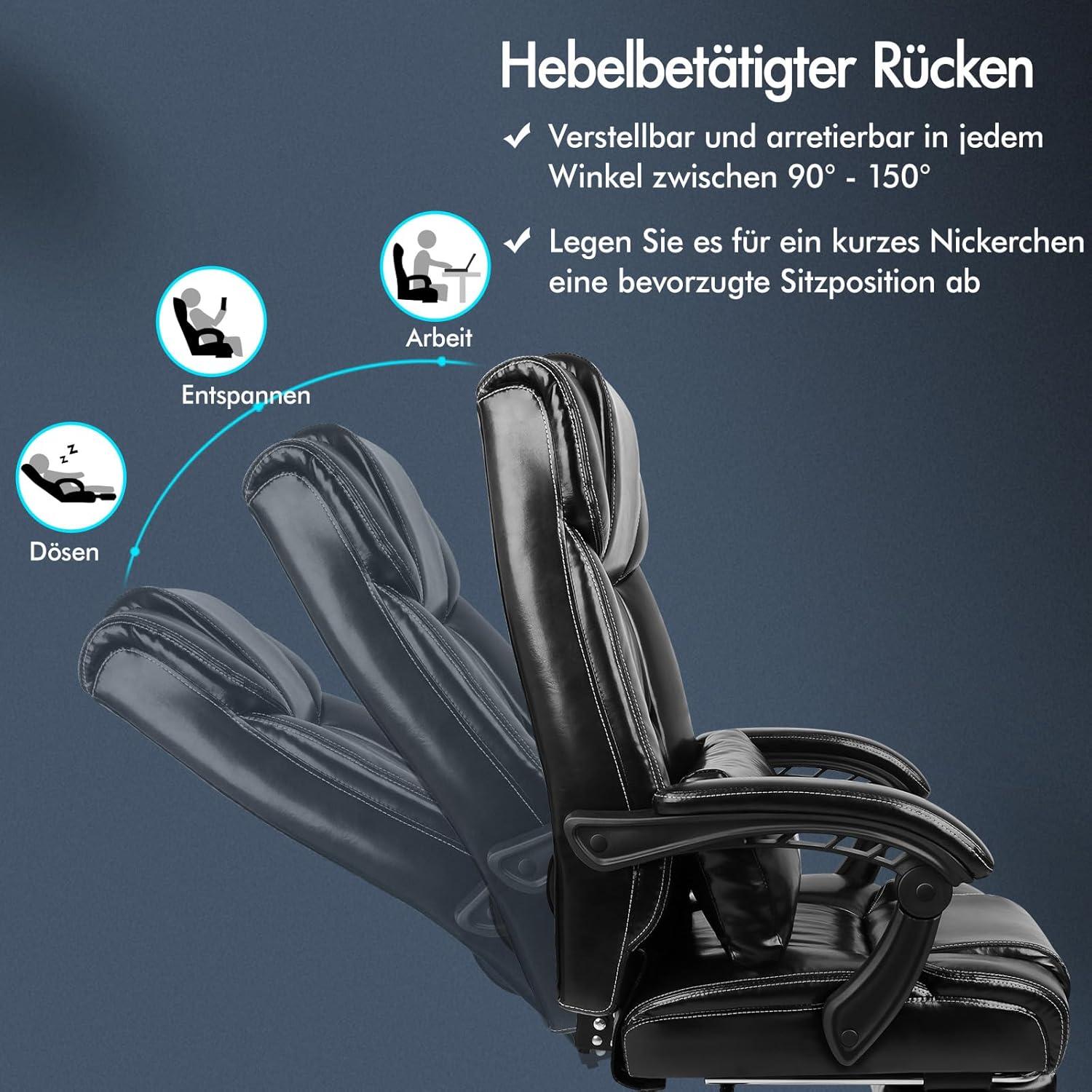 Bürostuhl ALFORDSON ergonomisch Hochlehner 150° Liegeposition Netzgewebe Rollen