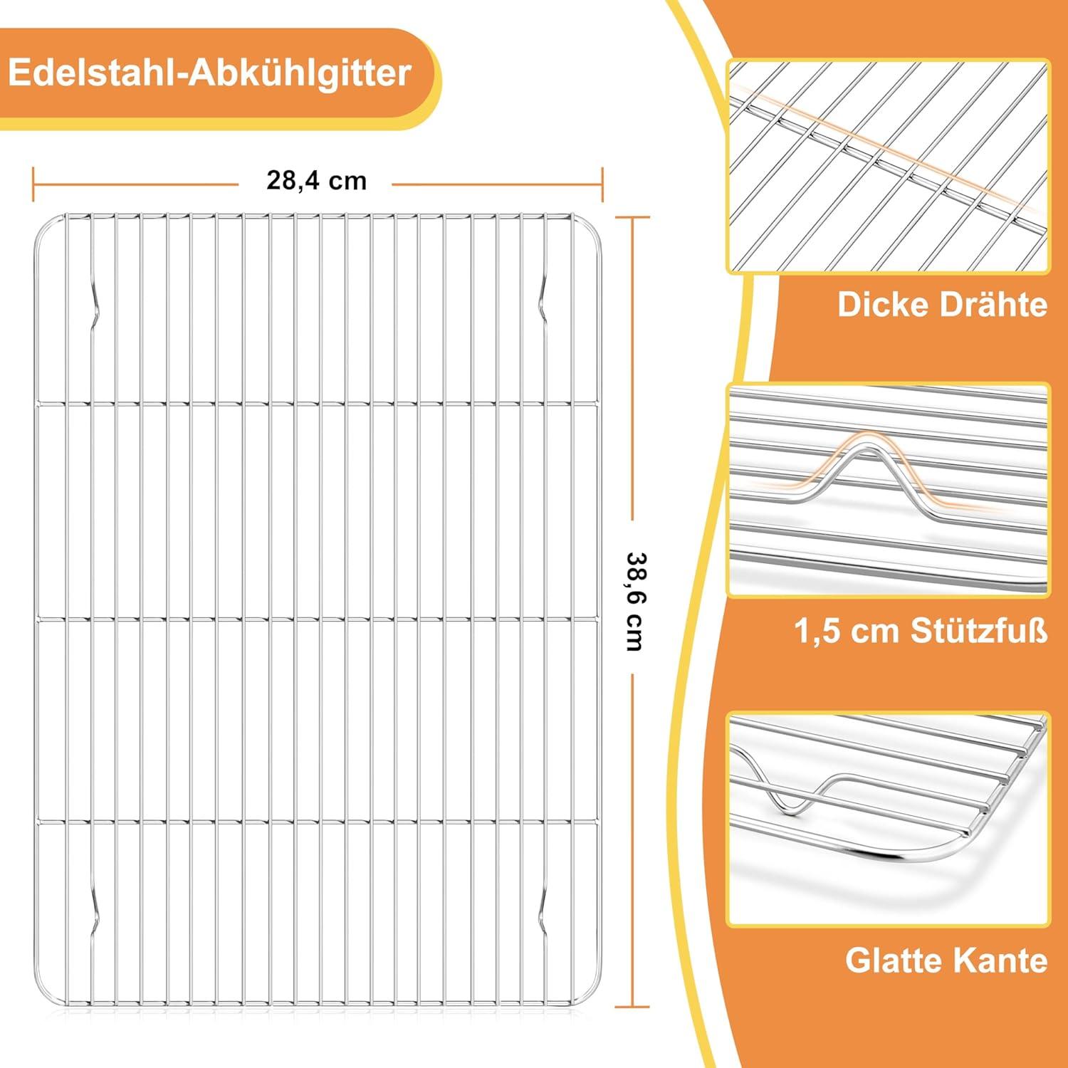 Herogo Edelstahl Backblech mit Kuchengitter Set