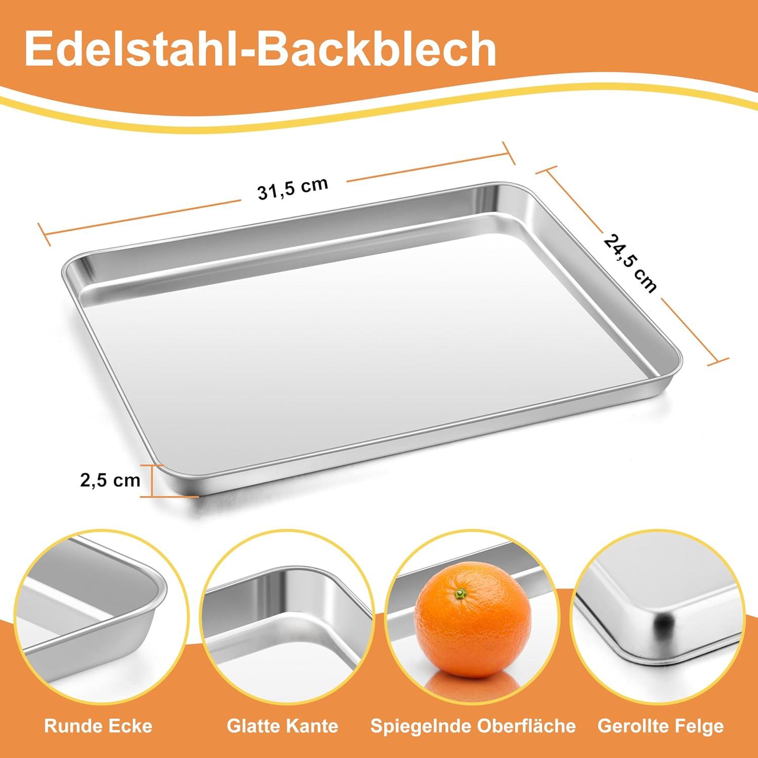 Herogo Backblech mit Abkühlgitter Set Edelstahl Kuchenblech
