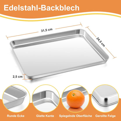 Herogo Backblech mit Abkühlgitter Set Edelstahl Kuchenblech