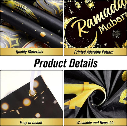 Ramadan Eid Deko Banner goldene Girlande schwarz-goldener Hintergrund