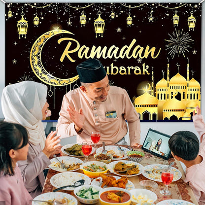 Ramadan Eid Dekoration Banner Gold Eid Mubarak Hintergrund