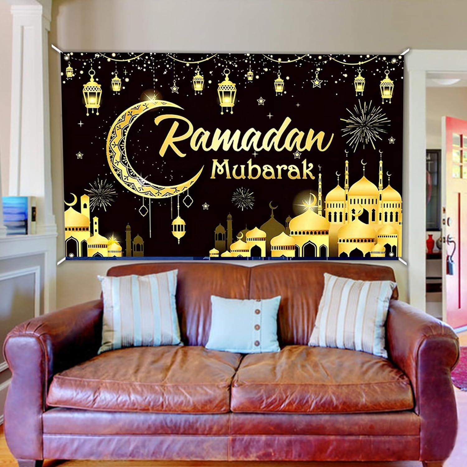 Ramadan Eid Dekoration Banner - Goldener Eid Mubarak Hintergrund