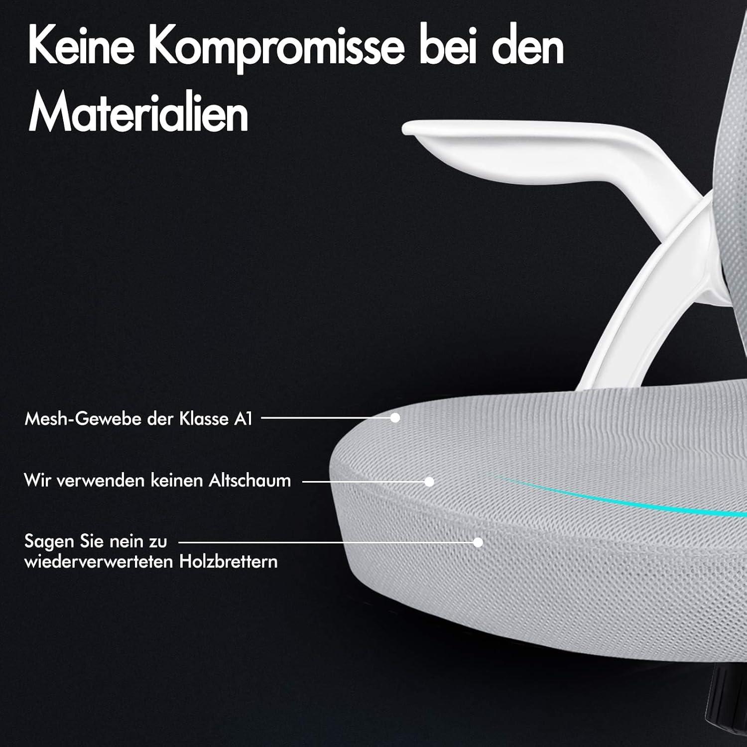 Ergonomischer Bürostuhl mit Lordosenstütze, neigbarer
