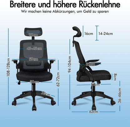 Ergonomischer Computerstuhl mit Lordosenstütze und Armlehne