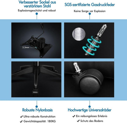 ALFORDSON Ergonomischer Bürostuhl Grau mit Lordosenstütze