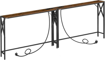 Konsolentisch mit Ladestation vintagebraun & schwarz