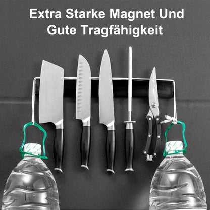 Magnetleiste Messer 60 cm Schwarz Edelstahl 3 Haken Selbstklebend