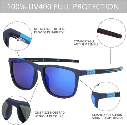 ZENOTTIC Quadratische Polarisierte Herren Sonnenbrille TR90 Rahmen