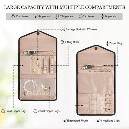 Aucuu Schmuckroll Organizer Tasche für Reise und Aufbewahrung, Tragbare Schmucktasche