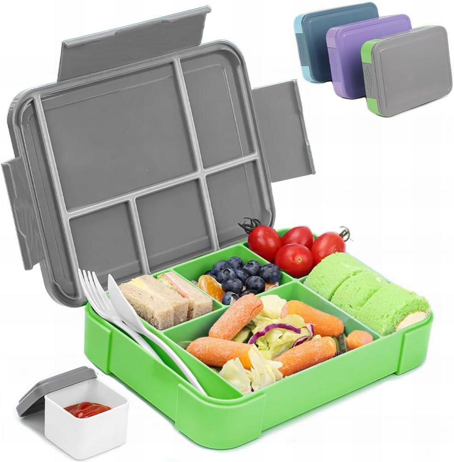 Brotdose Kinder mit Fächern Lunchbox Bento Box Auslaufsicher Bestckset