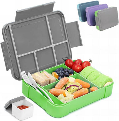 Brotdose Kinder mit Fächern Lunchbox Bento Box Auslaufsicher Bestckset