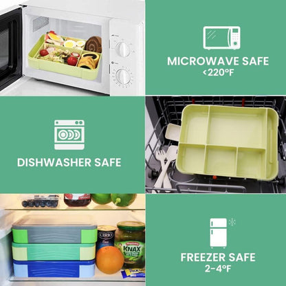 Brotdose Kinder mit Fächern 1330ML Lunchbox Bento Box Auslaufsicher 6