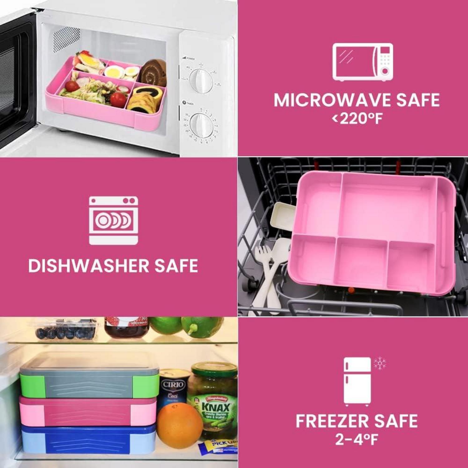 Bugucat Brotdose Kinder mit Fächern 1330ML Lunchbox Auslaufsicher Besteckset