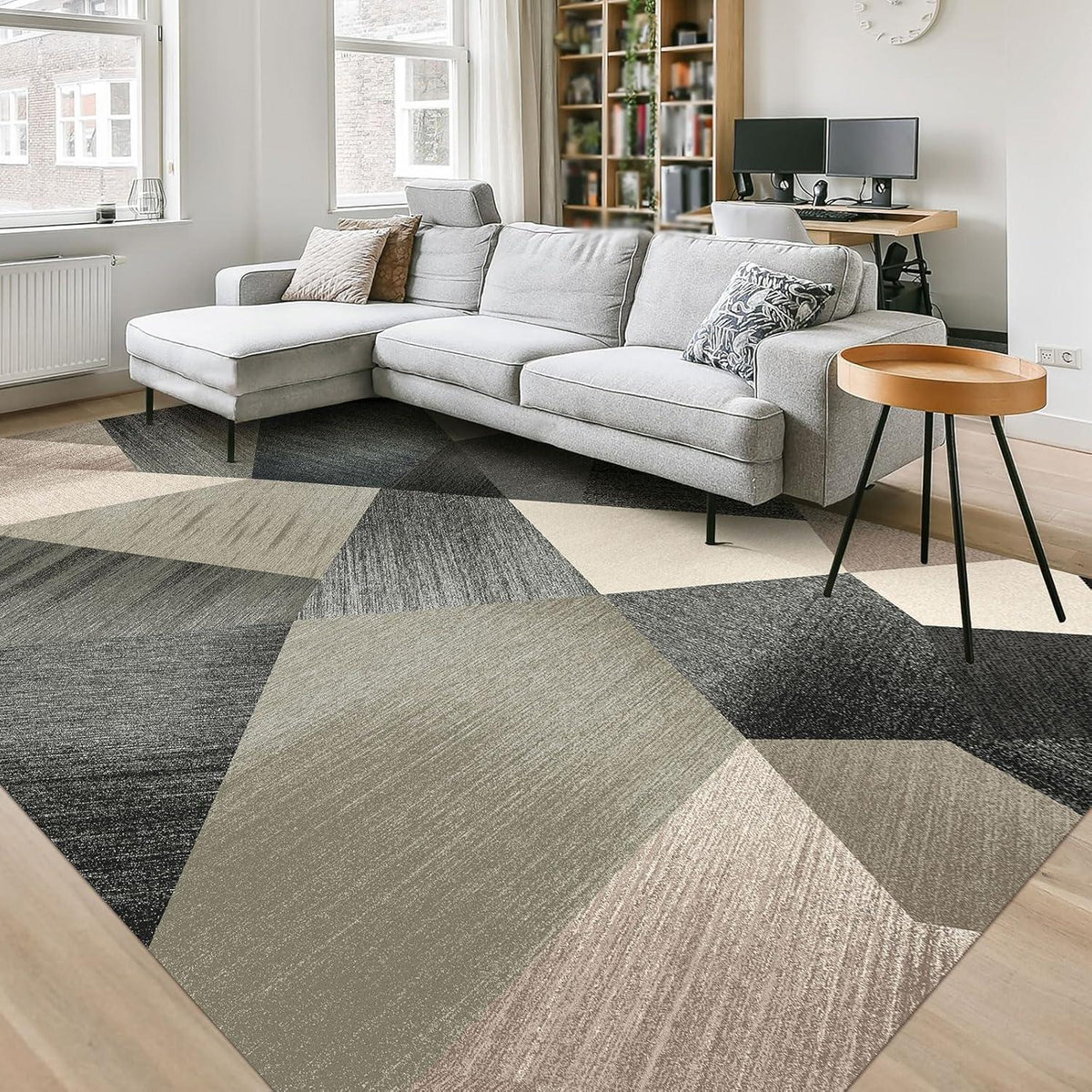 Modernes Wohnzimmer Teppich Kurzflor Schlafzimmer rutschfest waschbar Geometrisch Grün 200x300 cm