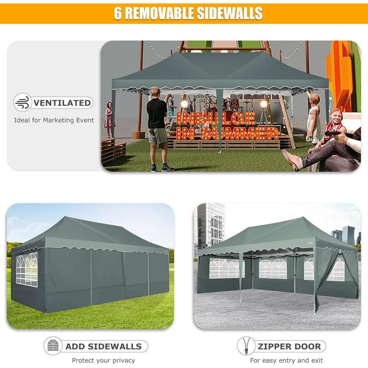 Faltpavillon 3x6 mit Seitenwänden – Wasserdicht & Stabil
