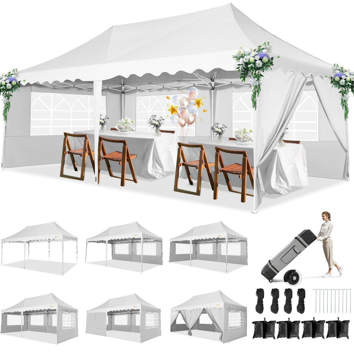 Faltpavillon 3x6m mit Seitenwänden – Wasserdicht & Stabil