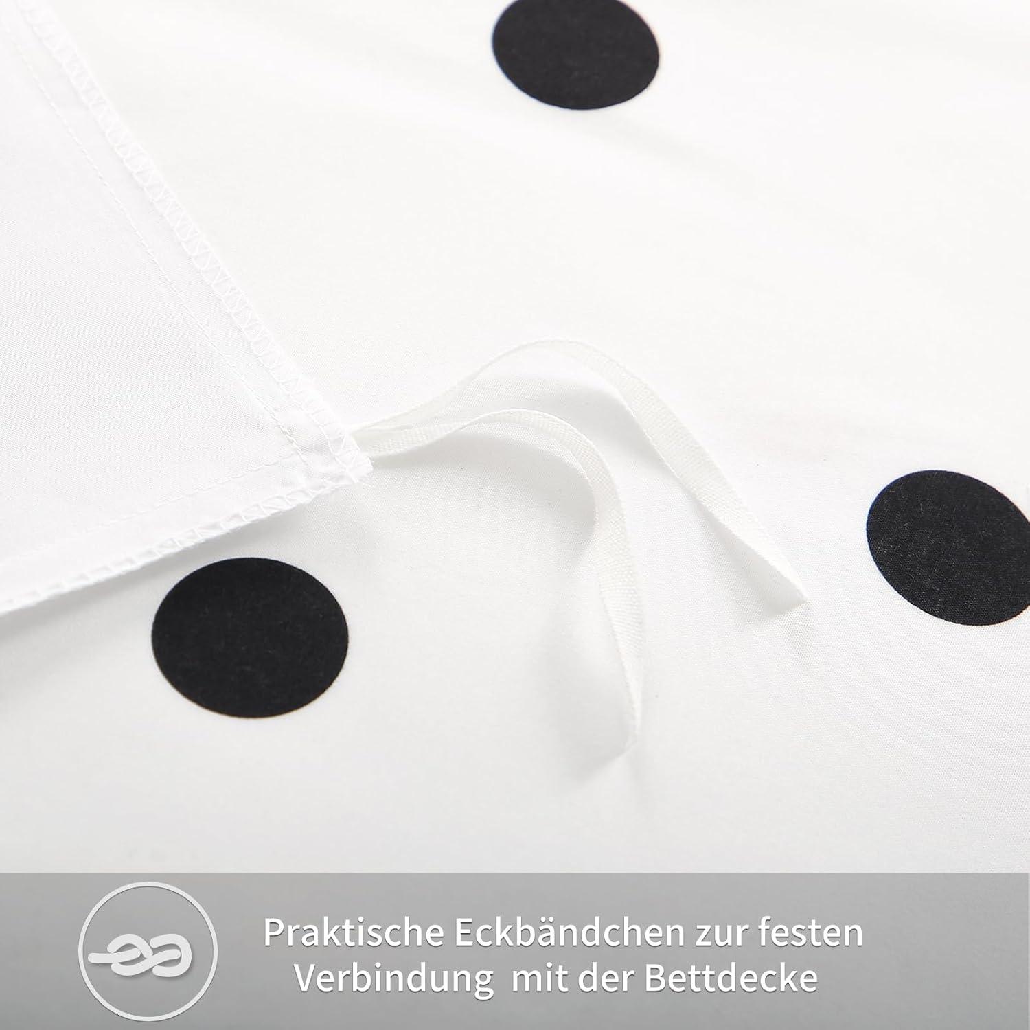 Bettwäsche Set 155x220 weiß mit Polka Dot Muster und Reißverschluss