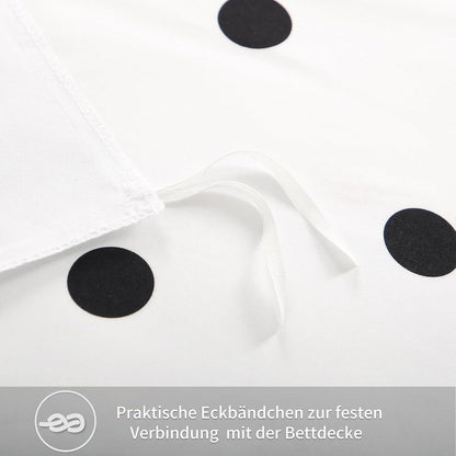 Bettwäsche Set 155x220 weiß mit Polka Dot Muster und Reißverschluss
