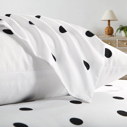 Bettwäsche 200x220 Weiß Polka Dot Mikrofaser Set SEO 3tlg
