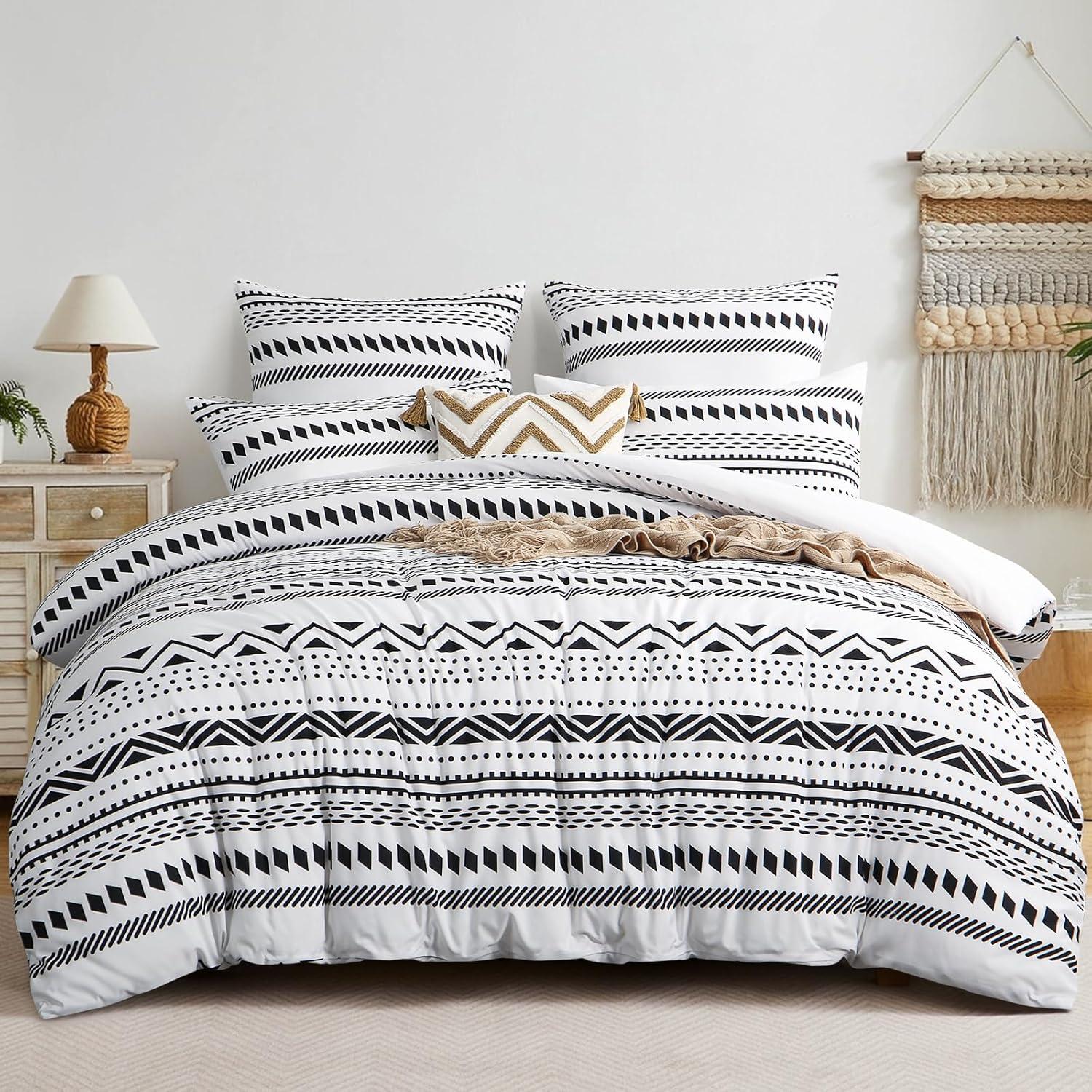 Bettwäsche Set 3-teilig Mikrofaser Boho Muster Grau 200x220