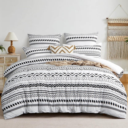 Bettwäsche Set 3-teilig Mikrofaser Boho Muster Grau 200x220