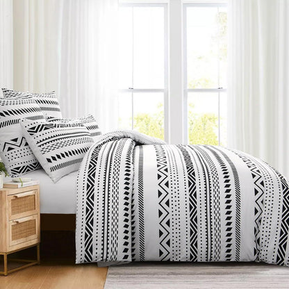 Bettwäsche Set 3-teilig Mikrofaser Boho Muster Grau 200x220