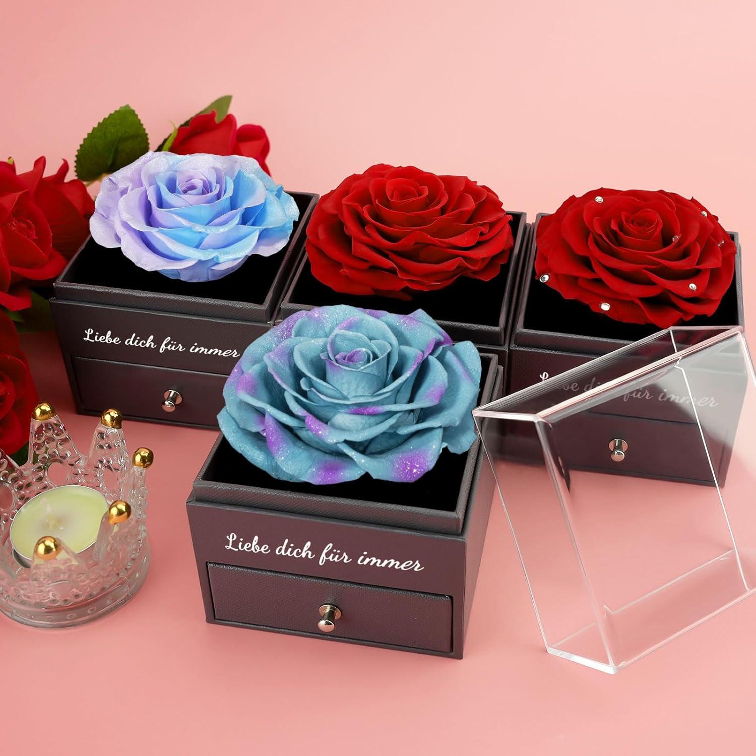 Ewige Rose Geschenkbox 925 Silber Schmuck-Set für Frauen