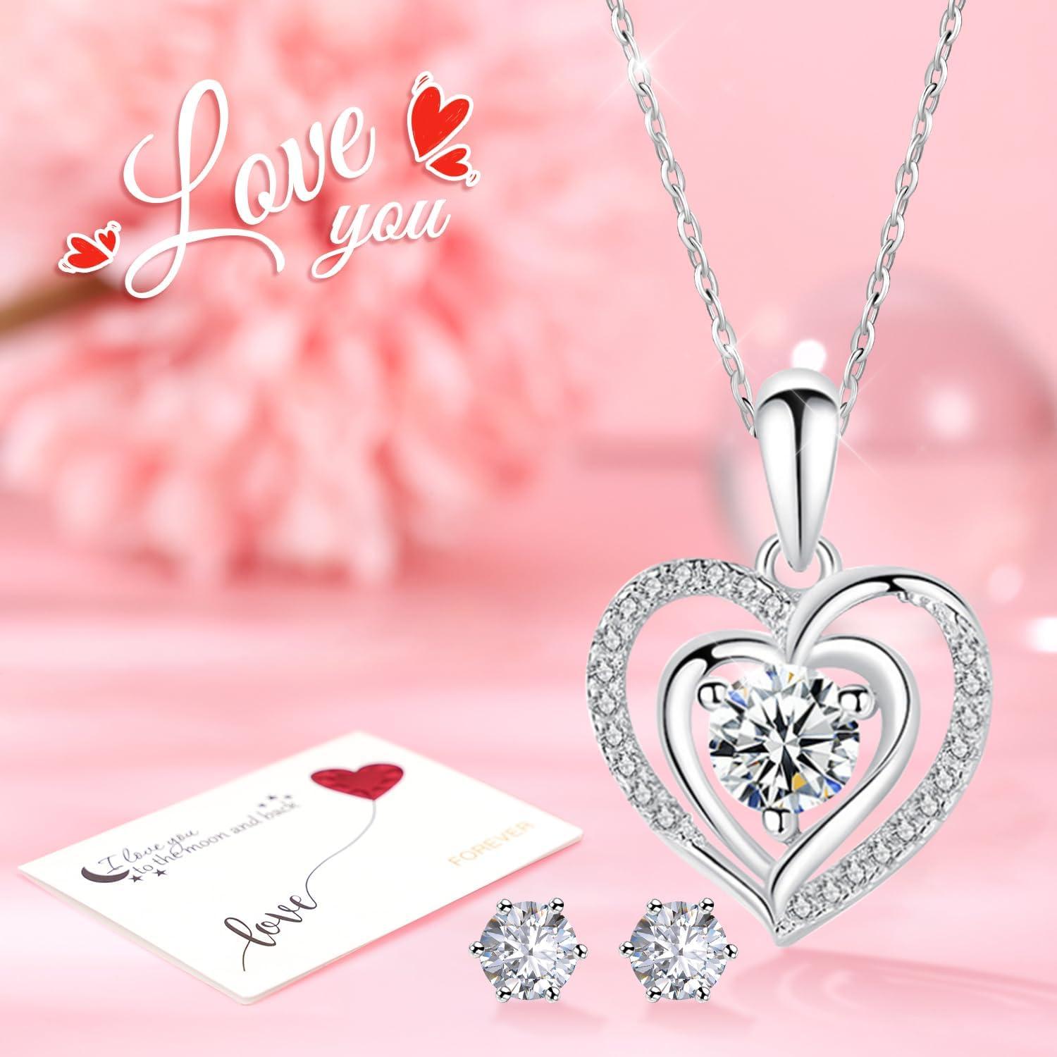 Ewige Rose Geschenkbox mit Halskette und Ohrringen