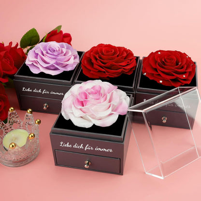 Ewige Rose Geschenkbox 925 Silber Halskette Ohrringe Muttertag A+VV