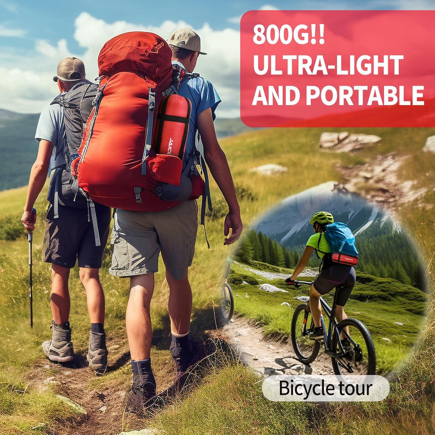 Ultraleichter Schlafsack 3 Jahreszeiten Mumienschlafsack 800g Rot