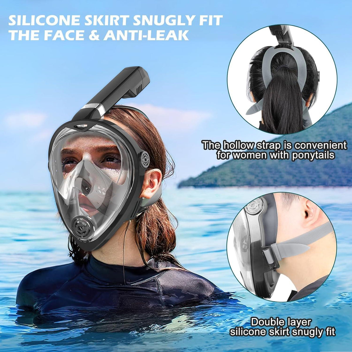 Schnorchelmaske Tauchmaske Vollmaske Anti-Fog CO2-Sicher Jugendliche